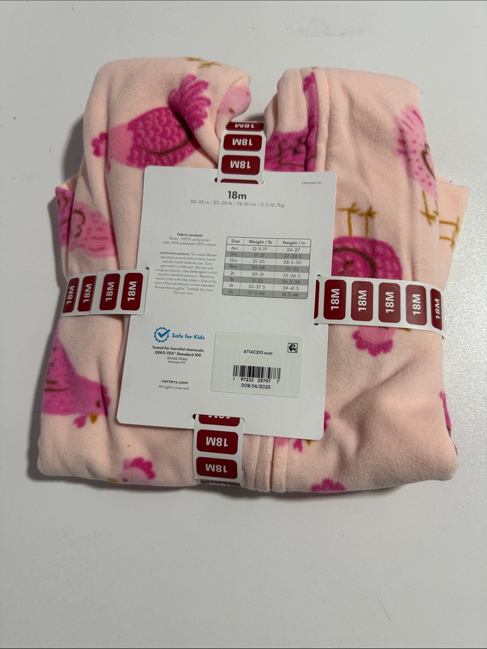 Carter's - Pink Chicken Fleece Footie Pajamas - Picture 2 of 3